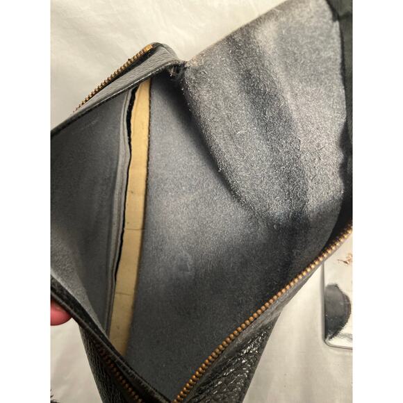 Handmade Black Leather Zip Clutch – Pebbled Mini Purse, Small Wristlet Bag - Picture 4 of 6